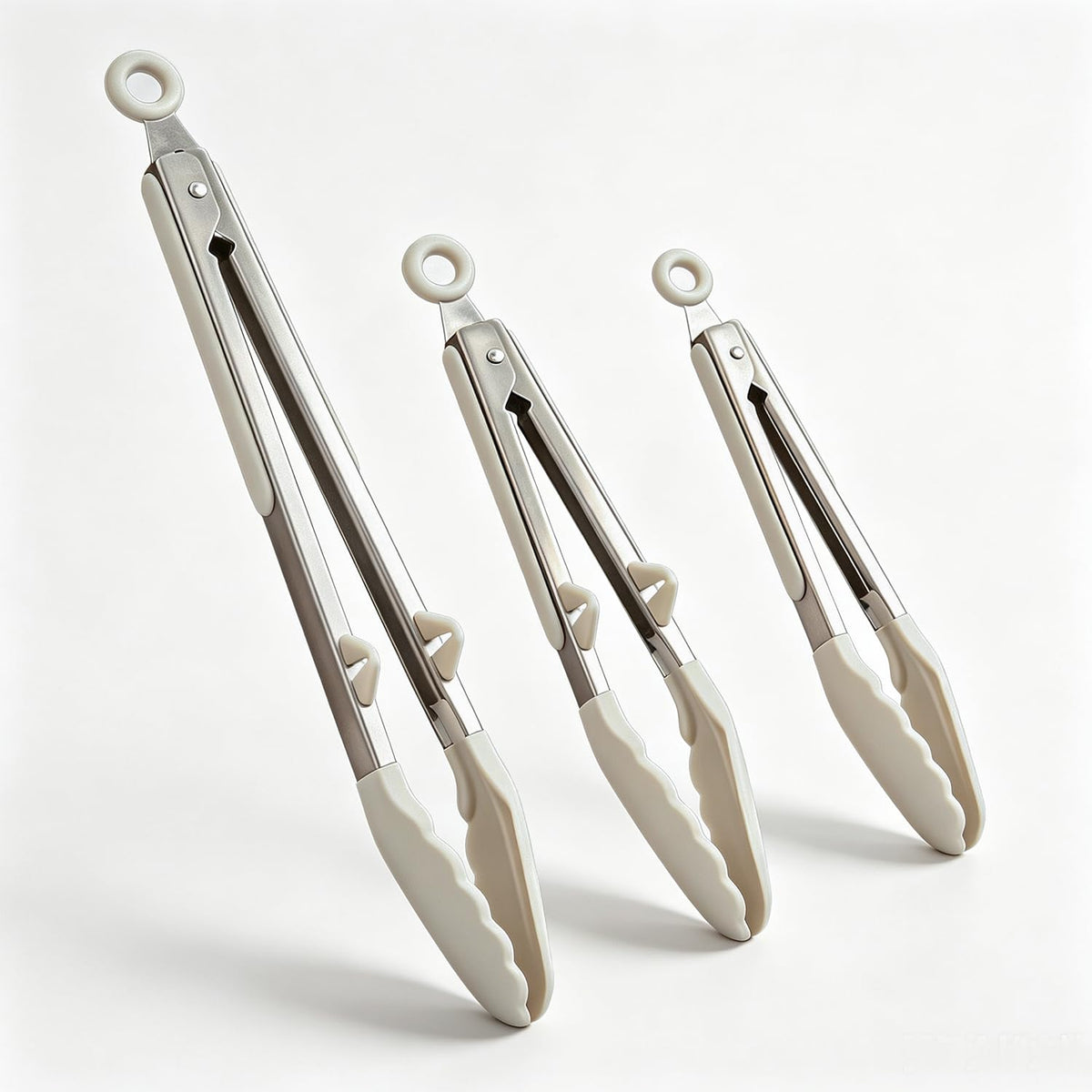 Kitchen Tongs for Cooking with Silicone Tips, 3 Size Serving Tongs, Green