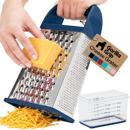 GORILLA GRIP® XL 4-Sided Stainless Steel BPA-Free Cheese Grater, Black