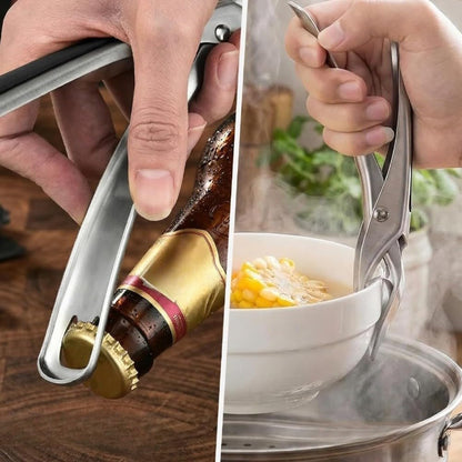 2Pcs Stainless Steel Hot Plate Gripper Tongs With Non-Slip Silicone Grip