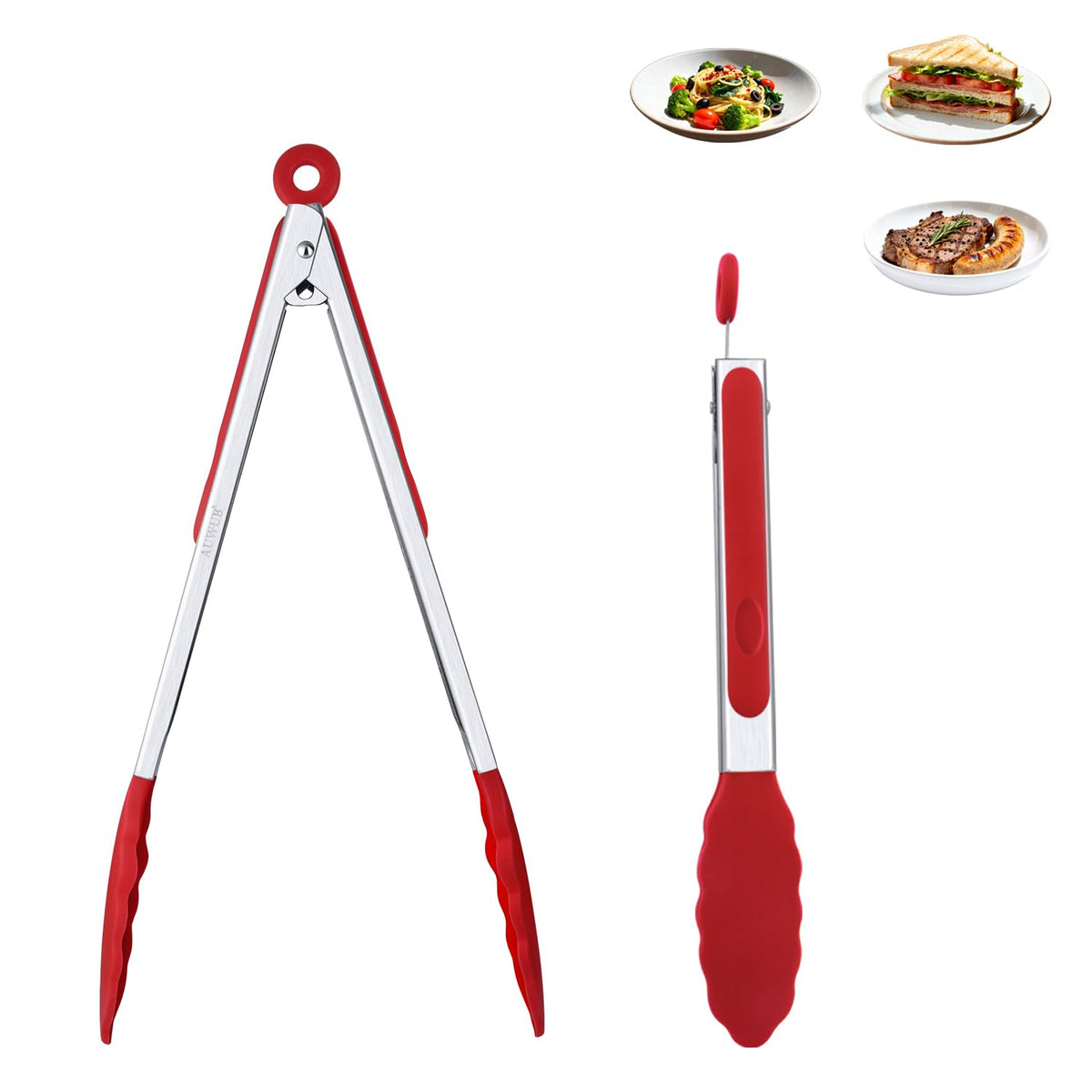 9 Inch Kitchen Tongs,Silicone Non-Slip Cooking Utensil for Grilling