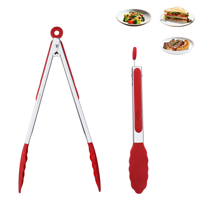 9 Inch Kitchen Tongs,Silicone Non-Slip Cooking Utensil for Grilling
