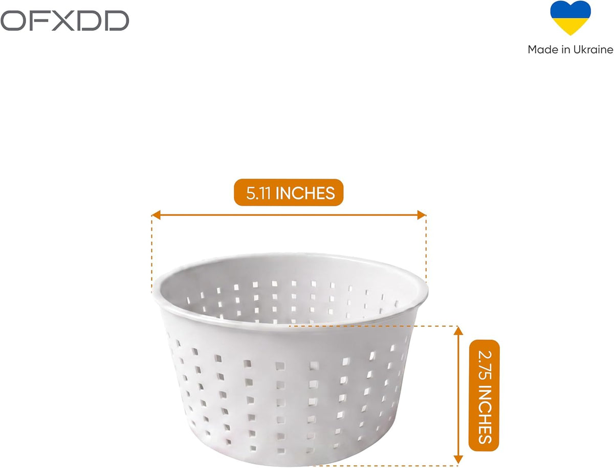 Cheese Mold for Cheese Making, Set of 2 Ricotta Baskets for Cheese Making, Round Cheese Molds Basket, Draining Strainer for Fresh, Soft, Feta, and Ricotta Cheese