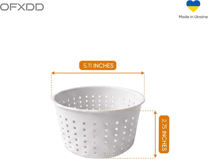 Cheese Mold for Cheese Making, Set of 2 Ricotta Baskets for Cheese Making, Round Cheese Molds Basket, Draining Strainer for Fresh, Soft, Feta, and Ricotta Cheese