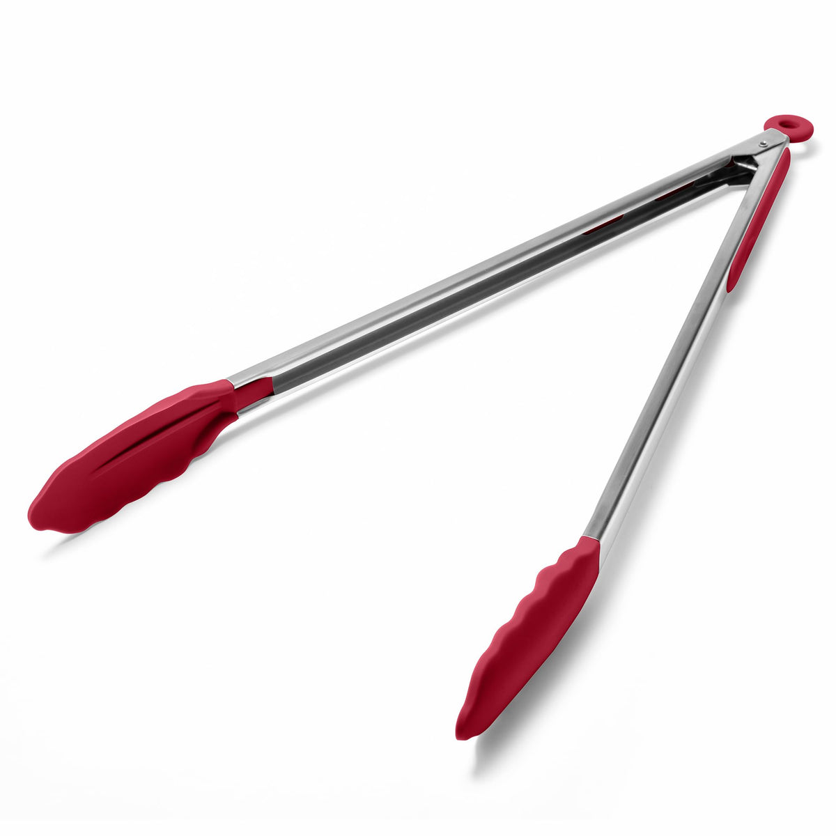 Doosu Kitchen Tongs with Silicone Tips for Cooking Serving (9+12in, Red)