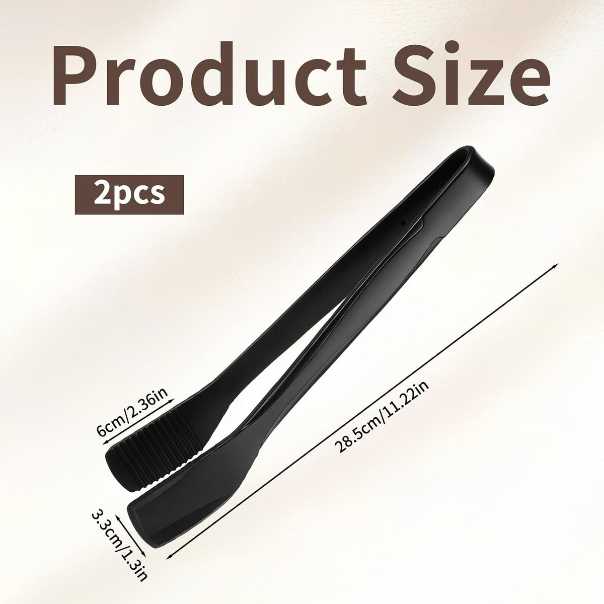 2 Pack Black Silicone Tongs for Cooking Kitchen Tongs Flipping 11" BBQ Tong