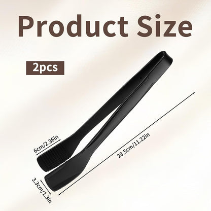2 Pack Black Silicone Tongs for Cooking Kitchen Tongs Flipping 11" BBQ Tong