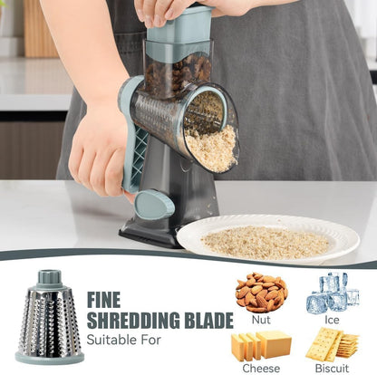 KEOUKE Rotary Cheese Grater, Hand Crank Shredder Slicer, Snow Cone Maker