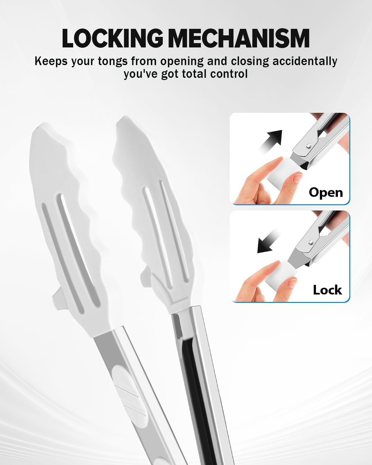 Stainless Steel Kitchen Utility Tongs with Silicone Tips, 2 Pack-9" and 12"