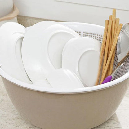 2 in 1 Kitchen Strainer Colander Bowls Set, Thickened Plastic Detachable Double Layer Drainage Basket Fruit Colander Draining Bowl Vegetable Washing Basket for Cleaning Washing(12 x 27cm