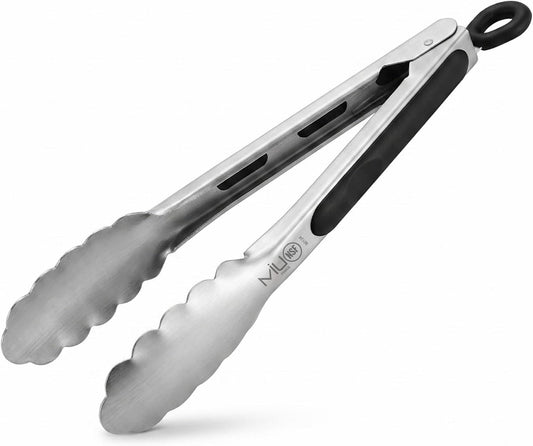 WALLFARM 11 Inch Silicone Grip Stainless Steel Kitchen Tongs