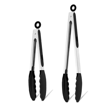 TeamFar Kitchen Tongs, 9"&12" Stainless Steel Heat Resistant Cooking Tongs