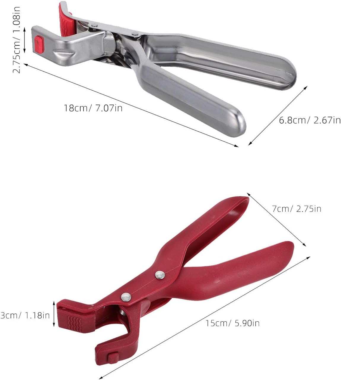 2pcs Anti Scald Bowl Tongs Stainless Steel Silicone Grips