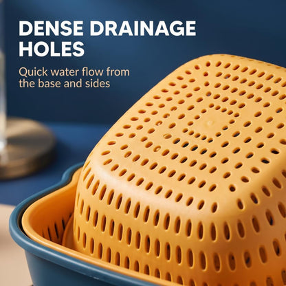 Stackable Vegetable Washing Basket Strainer Colander Set