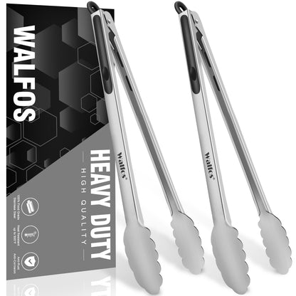 Food Grade Stainless Steel Kitchen Tongs for Cooking,BBQ - 7 ，9 and 12 Inch,Set of 3 Heavy Duty Locking Metal Food Tongs Non-Slip Grip