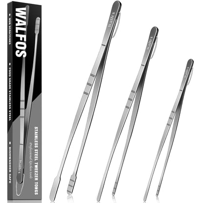 Food Grade Stainless Steel Kitchen Tongs for Cooking,BBQ - 7 ，9 and 12 Inch,Set of 3 Heavy Duty Locking Metal Food Tongs Non-Slip Grip