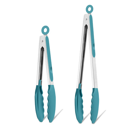 TeamFar Kitchen Tongs, 9"&12" Stainless Steel Heat Resistant Cooking Tongs