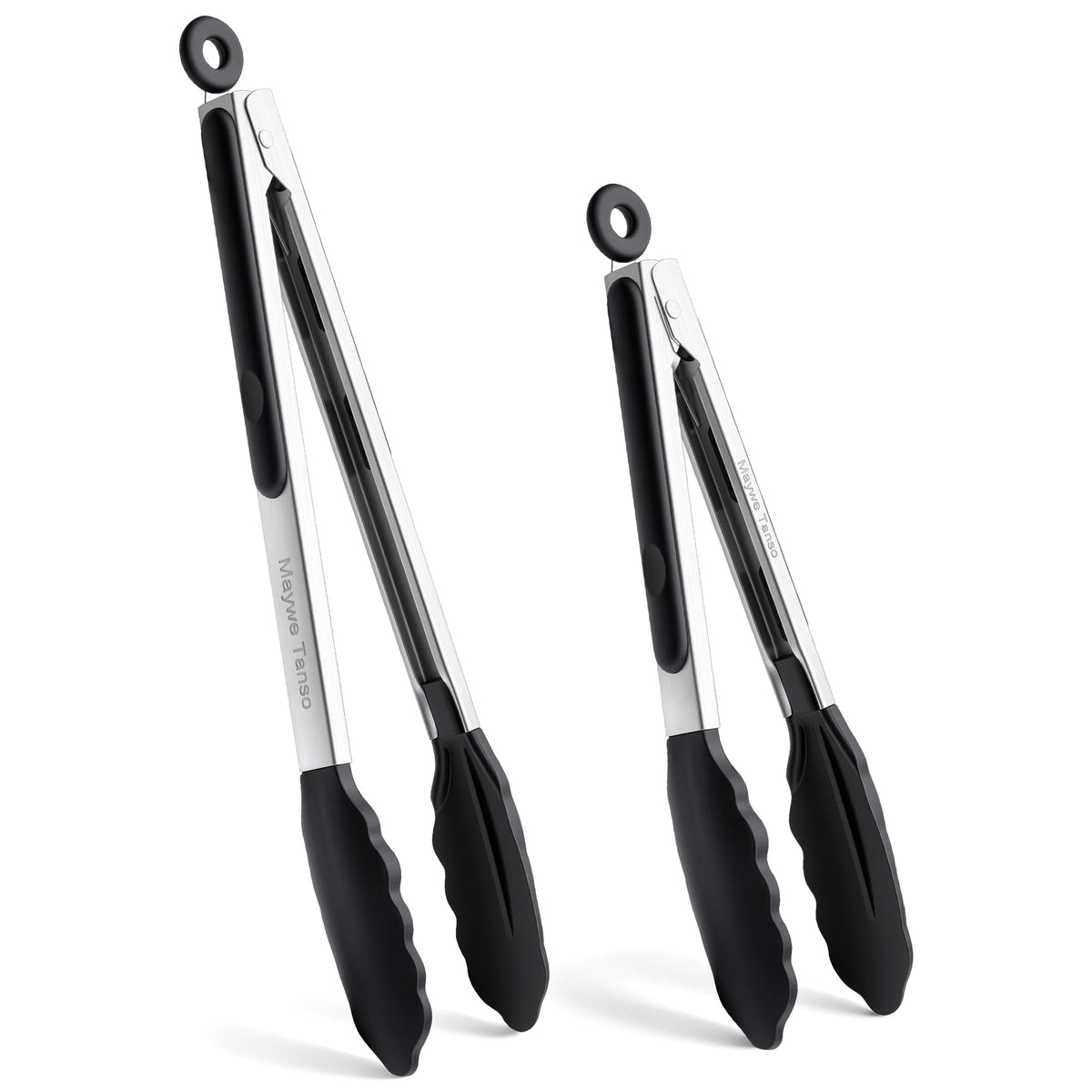 12-Inch Kitchen Tongs for Cooking with Silicone Tip,Black