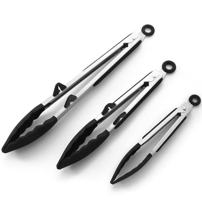 Kitchen Tongs for Cooking with Silicone Tips, 3 Size Serving Tongs, Green