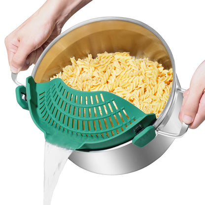 AUOON Clip On Strainer Silicone for All Pots, Standard 8.86 x 3.55in, Black