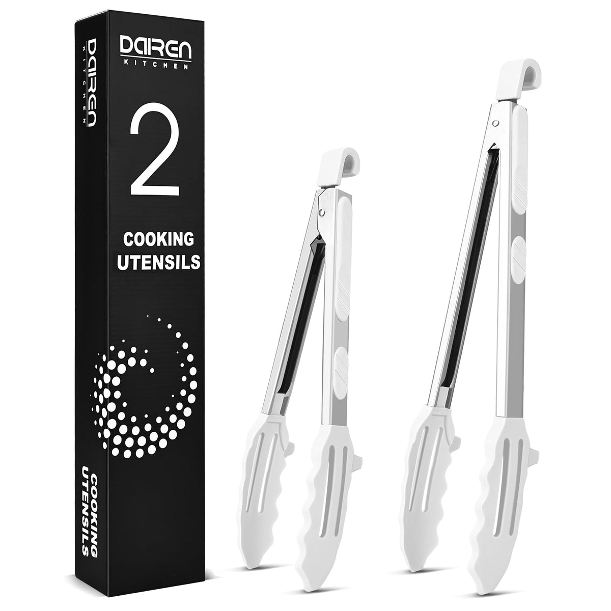 Stainless Steel Kitchen Utility Tongs with Silicone Tips, 2 Pack-9" and 12"