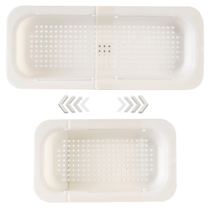Extendable Sink Colander Strainer Basket - Wash Vegetables and Fruits, Drain Cooked Pasta and Dry Dishes - Adjustable Over the Sink Colander Collapsible Drainer Basket -Gray