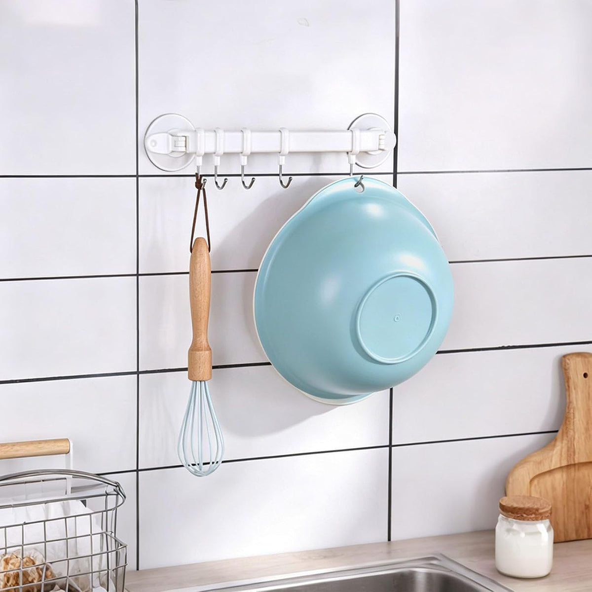 2-Piece Nesting Colander Bowl Set - Large Capacity Plastic Food Strainers for Pasta, Veggies & Fruits, Space-Saving Washing & Draining Basket (Blue)