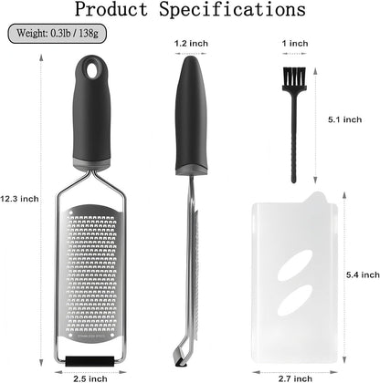 Cheese Grater & Lemon Zester,Stainless Steel Hand Grater for Garlic