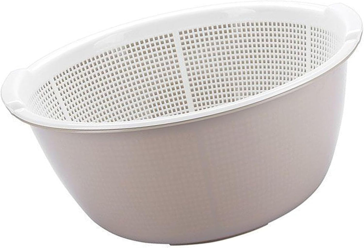 2 in 1 Kitchen Strainer Colander Bowls Set, Thickened Plastic Detachable Double Layer Drainage Basket Fruit Colander Draining Bowl Vegetable Washing Basket for Cleaning Washing(12 x 27cm