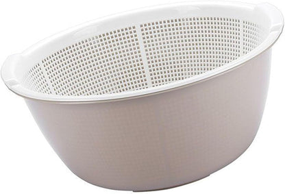 2 in 1 Kitchen Strainer Colander Bowls Set, Thickened Plastic Detachable Double Layer Drainage Basket Fruit Colander Draining Bowl Vegetable Washing Basket for Cleaning Washing(12 x 27cm