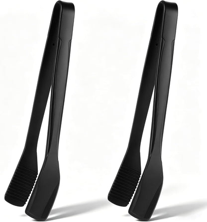 2 Pack Black Silicone Tongs for Cooking Kitchen Tongs Flipping 11" BBQ Tong