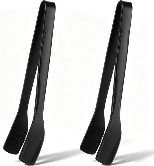 2 Pack Black Silicone Tongs for Cooking Kitchen Tongs Flipping 11" BBQ Tong