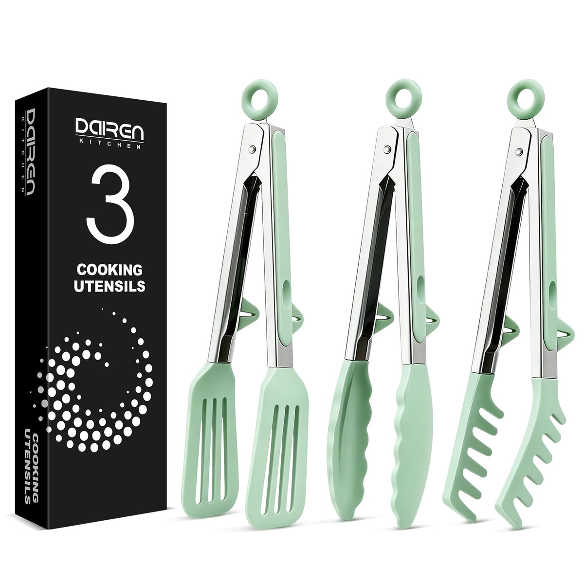 Kitchen Tongs for Cooking, Stainless Steel, Non Scratch Silicone Tip,3 Pack