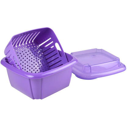 Hutzler 3-in-1 Berry Keeper Colander and Container, Keeps Berries Fresh Longer 2 pints, Gray