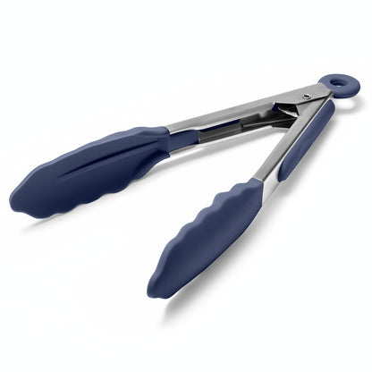 Doosu Kitchen Tongs with Silicone Tips for Cooking Serving (9+12in, Red)