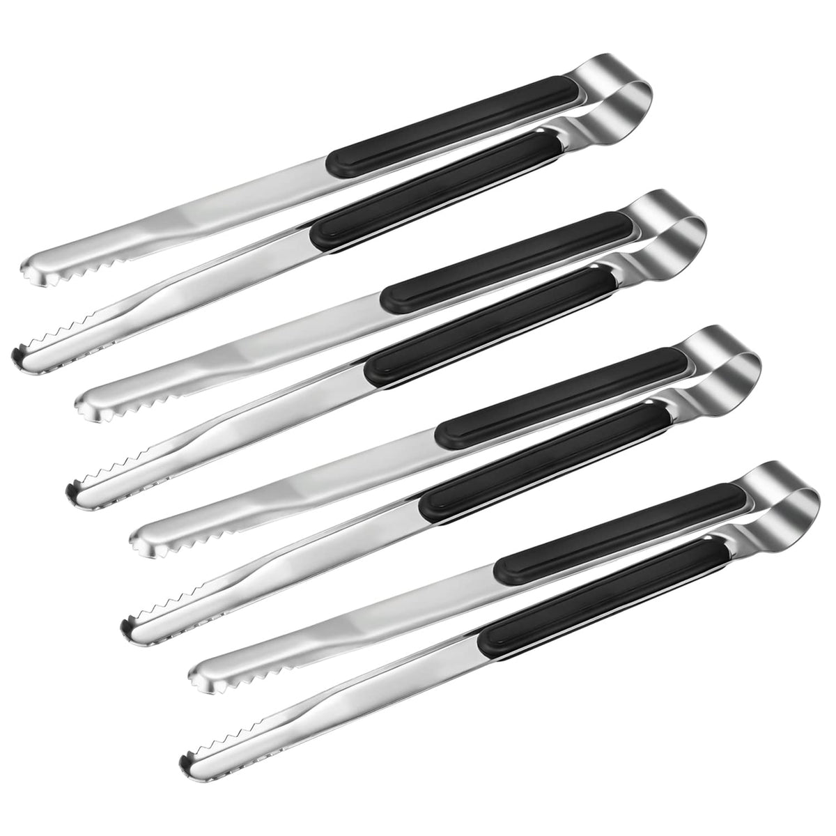 4 Pack Premium Stainless Steel Kitchen Tongs, Serving Tongs for Cooking