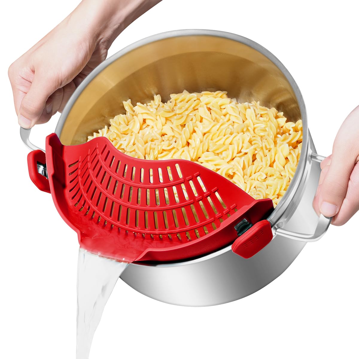 AUOON Clip On Strainer Silicone for All Pots, Standard 8.86 x 3.55in, Black
