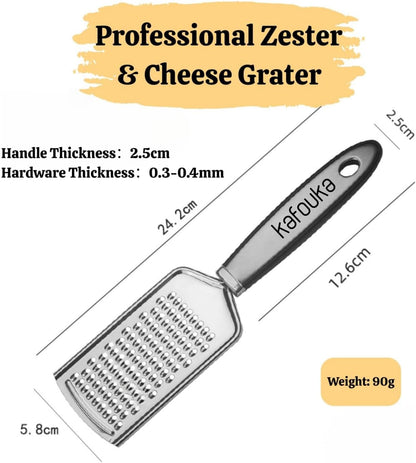 Kitchen Professional Zester & Cheese Grater Stainless Steel Handheld, Metal Lemon Zester Grater With Handle For Cheese, Chocolate, Spices,Garlic,Nutmeg