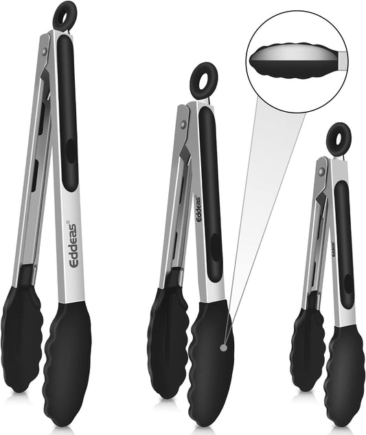 Kitchen Tongs Up To 600°F Silicone Tongs for Cooking 3Pcs 7,9,12 IN