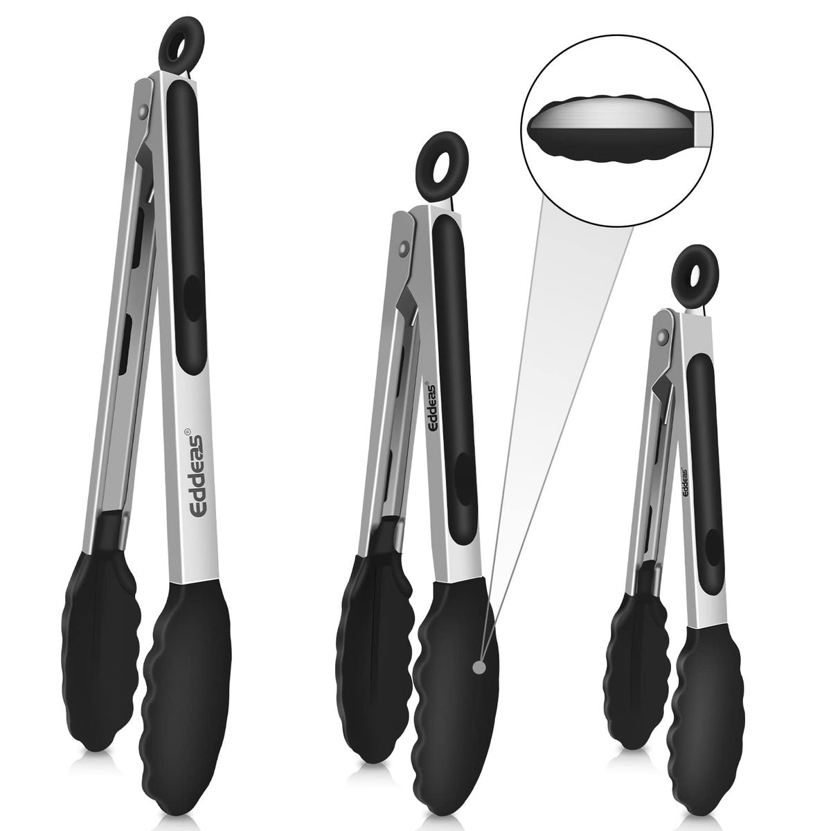 Kitchen Tongs Up To 600°F Silicone Tongs for Cooking 3Pcs 7,9,12 IN
