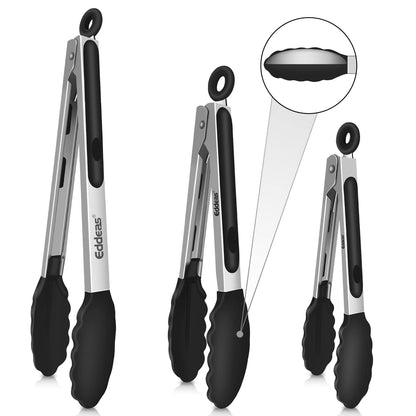 Kitchen Tongs Up To 600°F Silicone Tongs for Cooking 3Pcs 7,9,12 IN