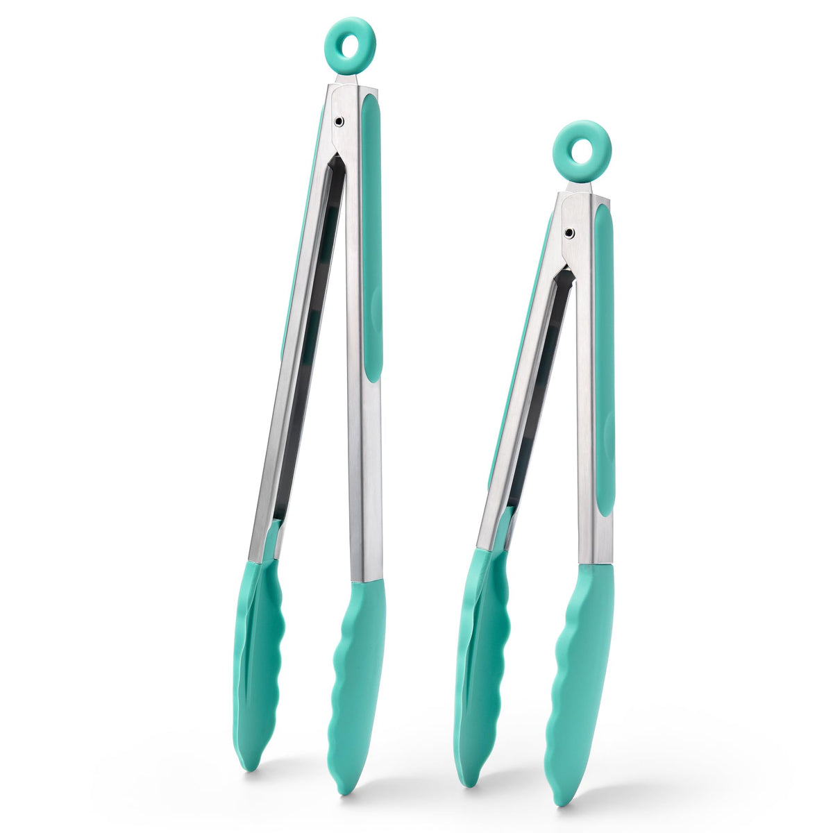 Doosu Kitchen Tongs with Silicone Tips for Cooking Serving (9+12in, Red)
