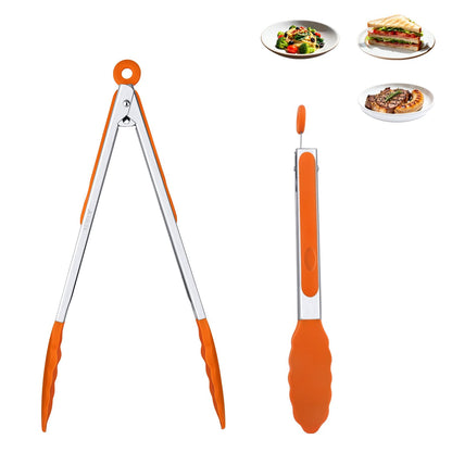 9 Inch Kitchen Tongs,Silicone Non-Slip Cooking Utensil for Grilling