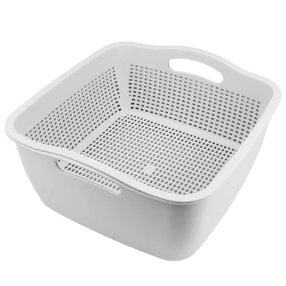 Double Layer Draining Basket,Plastic Fruit Vegetable Wash Rack Cyan