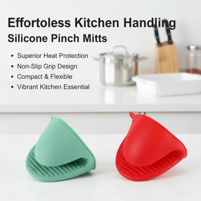 Hot Plate Gripper 4-Piece Set, Anti Scald Plate Gripper Tongs for Kitchen, Non-Slip Hot Plate Grippers for Handling Hot Dishes, Red and Green Silicone Grippers