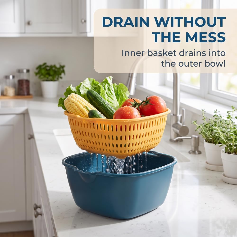 Stackable Vegetable Washing Basket Strainer Colander Set