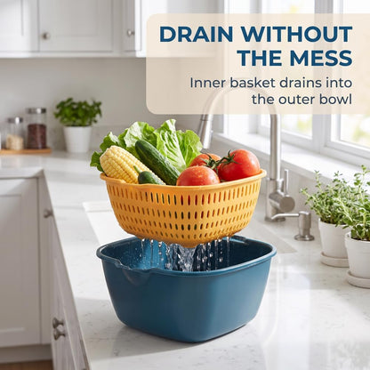 Stackable Vegetable Washing Basket Strainer Colander Set