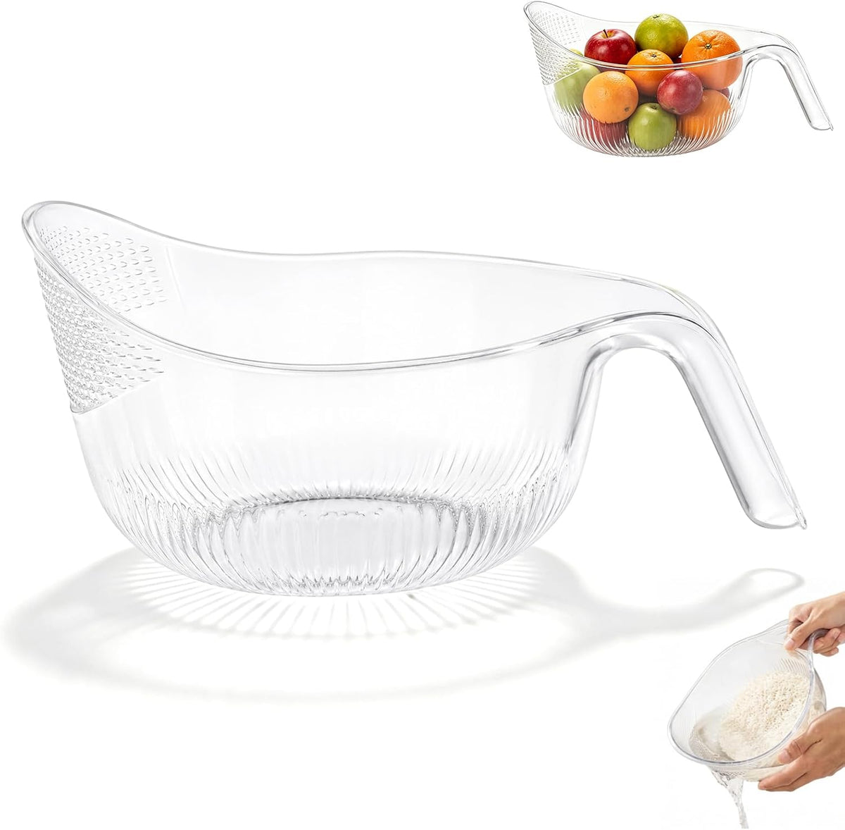 2-In-1 Rice Strainer,Multipurpose Rice Washing BowL (1PCS WHITE)