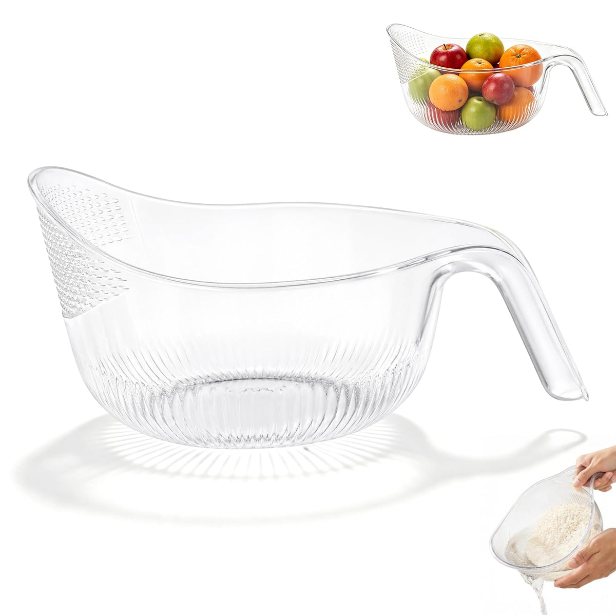 2-In-1 Rice Strainer,Multipurpose Rice Washing BowL (1PCS WHITE)