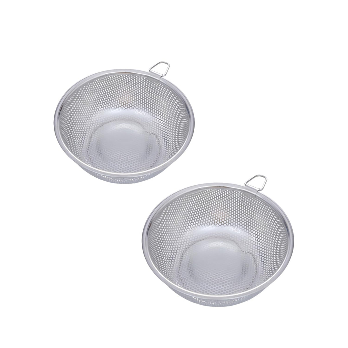 2 Pack Stainless Steel Colander Berry Colanders Baskets,Metal Strainer Colander, Micro-Perforated & Elevated Feet for Draining Food Vegetable Fruit (8.85"x8.85"x2.95")