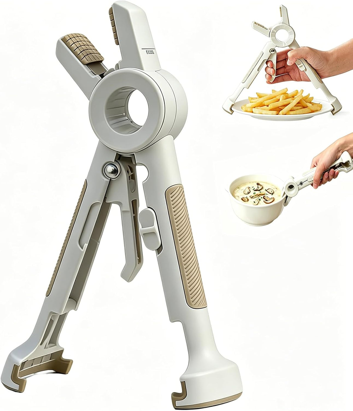 SALLO 2-in-1 Anti-Scald Kitchen Tongs & Bowl Clip, 1pc, White